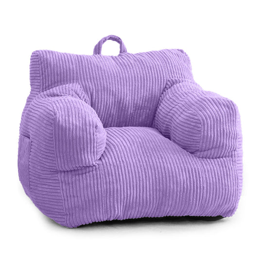 MAXYOYO Kids Bean Bag Chair, Corduroy Bean Bag Couch with Armrests for Children's Room (Dark Purple)