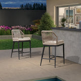 PURPLE LEAF Outdoor Bar Stools Wicker Rattan Bar Stools with Back Aluminum Outside Garden Patio Bar Chairs