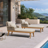 PURPLE LEAF Patio Chaise Lounge Chair, Aluminum Pool Lounge Chairs for Outdoor with 2 Cushions for Deck, Pool, Lawn, Garden, Courtyard, Porch, Teak