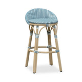 PURPLE LEAF Patio Oversized Backrest Bar Height Stool Set of 2 Outdoor Round Barstools Aluminum Frame Woven Rattan for Indoor Kitchen Dining Bistros Cafe Restaurant