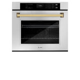 ZLINE 30" Autograph Edition Professional True Convection Single Wall Oven, Air Fry, Self Clean, Stainless Steel, Gold WASZ-30-G