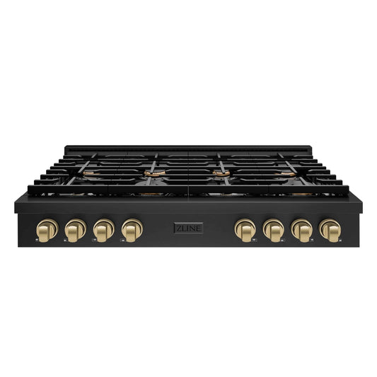 ZLINE 48" Paramount Gas Rangetop Black Stainless Steel Champagne Bronze SRTBZ-48-CB