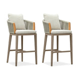 PURPLE LEAF Hailar Outdoor Bar Stools Chair Modern Rattan Bar Stool with Back and Cushion for Balcony, Indoor or Outdoor, Kitchen Island