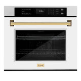 ZLINE 30"Professional True Convection Single Wall Oven, Air Fry, Self Clean, DuraSnow® White Matte, Gold WASSZ-WM-30-G