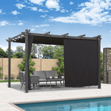 PURPLE LEAF Outdoor Pergola with Retractable Canopy Aluminum Shelter for Beach Porch Garden Shade Pavilion Pergola with Curtains