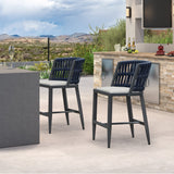 PURPLE LEAF Outdoor Bar Stools Set of 2 for Overweight Wicker Rattan Patio Barstools Woven Modern Bar Chairs with Backrest and Cushions for Garden Outside
