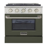 Kucht 30" Gas Range in Stainless Steel with Olive Green Oven Door, KNG301-OG