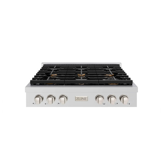 ZLINE 36" Paramount Gas Rangetop Stainless Steel Brass Burners SRT-BR-36