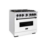 ZLINE 36" Dual Fuel Range, Gas Cooktop, Electric Convection Oven DuraSnow® Stainless Steel, Matte Black CDRSZ-36-MB