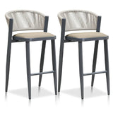 PURPLE LEAF Counter Height Bar Stool Set of 2 Outdoor Stool Chair with Footrest Patio Bar Height Stools Rattan Barstools for Outdoor or Indoor