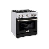 ZLINE 30" Select Dual Fuel Range Gas Cooktop Electric Convection Oven DuraSnow® Stainless Steel Black Matte Door HDRS-BLM-30