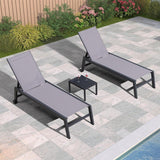 PURPLE LEAF Patio Chaise Lounge Textilene Pool with Wheels Sunbathing Chair for Outdoor, Beach, Yard, Side Table Included