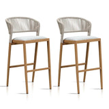 PURPLE LEAF Outdoor Bar Stools Set of 2, All-Weather Rope Wicker Aluminum Patio Bar Chairs for Deck, Balcony, Garden, Kitchen Island