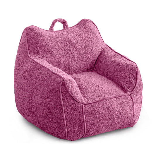 MAXYOYO Kids Bean Bag Chair, Sherpa Bean Bag Couch with Decorative Edges for children's room (Pink)