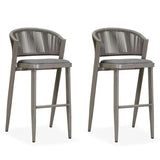 PURPLE LEAF Bar Stool Rattan Bar Stools Counter Stools with Back Metal Bar Height Stool Outdoor Bar Chair for Garden Kitchen