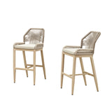 PURPLE LEAF Patio Bar Stools Counter Stools Outdoor Rattan Chairs with Back Modern Aluminum Woven Barstools for Garden Patio Kitchen Indoor