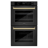 ZLINE 30"Professional True Convection Double Wall Oven, Air Fry, Self Clean Black Stainless Steel, Gold WADBZ-30-G