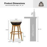 PURPLE LEAF Outdoor Swivel Bar Stools Set of 2 Metal Modern Rattan Bar Chairs with Backrest Aluminum Woven Barstools with Cushions