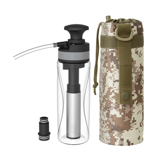 Sodafizz Outdoor Portable Hiking Water Filtration System for Survival, Backpacker, tour and Emergency Preparedness, Reusable water bottles, 25 oz