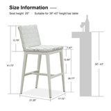 PURPLE LEAF Outdoor Counter Height Stools Set of 2, PU Leather Patio Bar Set with Aluminum Frame, Bar Chairs for Poolside, Garden, Kitchen Island