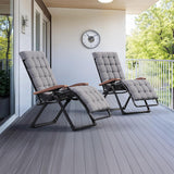 PURPLE LEAF Outdoor Reclining Chair Patio Zero Gravity Chaise Lounge Folding Chair with Removable Cushion Adjustable Headrest for Lawn Camping Beach Pool