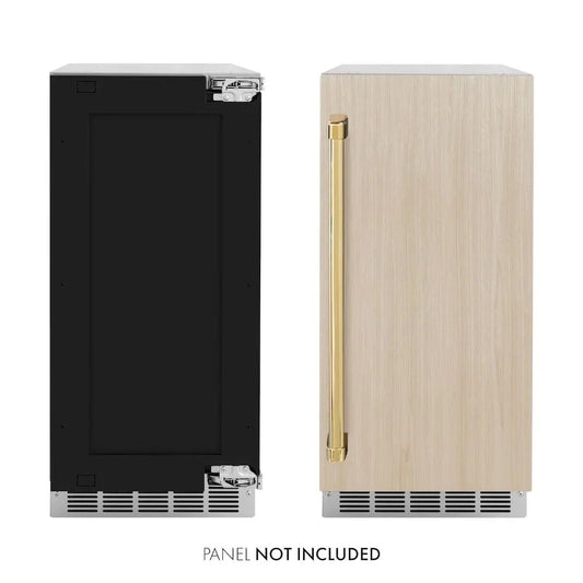 ZLINE 15" Touchstone Gourmet Ice Maker Drain Pump Panel Ready Door Polished Gold IGMDPZ-15-G