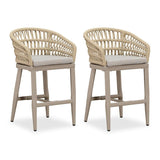 PURPLE LEAF Outdoor Bar Stools Counter Stools Rattan Bar Stools Chair with Backrest for Indoor or Outdoor, Kitchen lsland