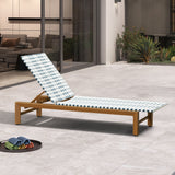 PURPLE LEAF Outdoor Teak Chaise Lounge Chair, Wood Grain Aluminum Outdoor Pool Lounge Chairs with Adjustable Backrest, Breathable Recliner for Patio, Poolside, Garden