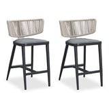 PURPLE LEAF Outdoor Bar Stools, All Weather Rattan and Aluminum Patio Bar Stool with Cushion for Indoor and Outdoor.