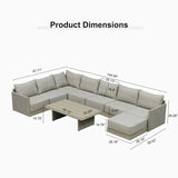 PURPLE LEAF Sanori L-Shaped Patio Couch Set Modular Sofa with Beige Cushions and Ottoman for Backyard