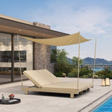 PURPLE LEAF Outdoor Daybed for Patio, Poolside Chaise Lounge Bed with Cushion, Olefin Blend Fabric, Aluminum Frame Sunbed with Side Table for Deck and Backyard