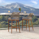 PURPLE LEAF Patio Sunbrella Bar Stools Set of 2 Rattan Bar Aluminum Bar Stool Outdoor Barstools with Back and Cushion for Garden Kitchen Island