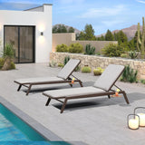 PURPLE LEAF Patio Chaise Lounge with Cushion Aluminum Tanning Chair Lounge Adjustable Reclining Set