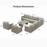PURPLE LEAF Sanori L-Shaped Patio Couch Set Modular Sofa with Beige Cushions and Ottoman for Backyard