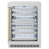 ZLINE 24" Touchstone Dual Zone 44 Bottle Wine Cooler DuraSnow® Stainless Steel Glass Door Champagne Bronze Handle RWDOZ-SN-24-CB