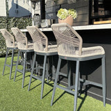 PURPLE LEAF Outdoor Bar Stools Wicker Rattan Bar Stools with Back Aluminum Outside Garden Patio Bar Chairs