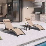 PURPLE LEAF Outdoor Chaise Lounge Chair Patio Pool Lounger Bronze Aluminum Chairs with Side Table Adjustable Tanning Recliner for Outside Backyard Yard Deck Balcony Beach