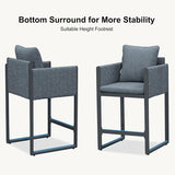 PURPLE LEAF Sanori Outdoor Bar Stools Set of 2 Modern Olefin Weaving Bar Chairs with Backrest Pillow for Patio, Poolside or Indoor