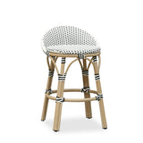 PURPLE LEAF Patio Oversized Backrest Bar Height Stool Set of 2 Outdoor Round Barstools Aluminum Frame Woven Rattan for Indoor Kitchen Dining Bistros Cafe Restaurant