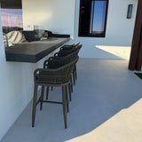 PURPLE LEAF Outdoor Bar Stools Rattan Bar Stools Counter Stools with Back and Cushions for Patio, Garden, Kitchen