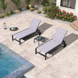 PURPLE LEAF Outdoor Chaise Lounge with Wheels Patio Lounge Chair Recliner