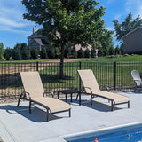 PURPLE LEAF Outdoor Chaise Lounge Patio Pool Lounger Aluminum Chairs with Side Table Adjustable Tanning Recliner for Outside Yard Deck Lawn Garden Beach