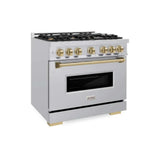 ZLINE 36" Dual Fuel Range, Gas Cooktop, Electric Convection Oven Stainless Steel, Champagne Bronze CDRZ-36-CB
