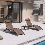 PURPLE LEAF Outdoor Chaise Lounge Chair Patio Pool Lounger Bronze Aluminum Chairs with Side Table Adjustable Tanning Recliner for Outside Backyard Yard Deck Balcony Beach