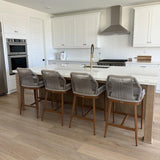 PURPLE LEAF Outdoor Bar Stools Wicker Rattan Bar Stools with Back Aluminum Outside Garden Patio Bar Chairs