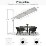 PURPLE LEAF Morden White Outdoor Umbrella Premium Aluminum Patio Cantilever Pool Sun Umbrellas