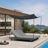 PURPLE LEAF Outdoor Daybed for Patio, Poolside Chaise Lounge Bed with Cushion, Olefin Blend Fabric, Aluminum Frame Sunbed with Side Table for Deck and Backyard