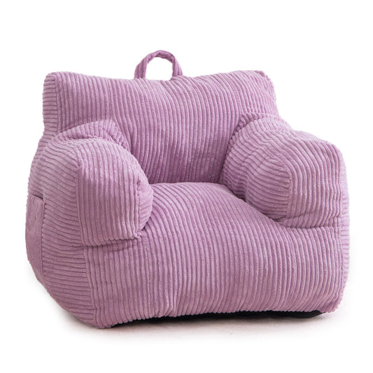 MAXYOYO Kids Bean Bag Chair, Corduroy Bean Bag Couch with Armrests for Children's Room (Purple)