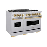 ZLINE 48" Dual Fuel Range, Gas Cooktop, Electric Convection Oven Stainless Steel, Gold CDRZ-48-G