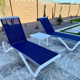 PURPLE LEAF Patio Chaise Lounge Chair Outdoor Plastic Textilene Sun Bathing Recliner Tanning Pool Lounger with 6 Adjustable Position for Outside Beach in-Pool Lawn Poolside